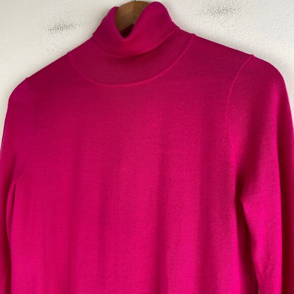 J. CREW Merino Blend Sweater Size S Hot Pink Lightweight Turtleneck Old Money - Picture 5 of 10